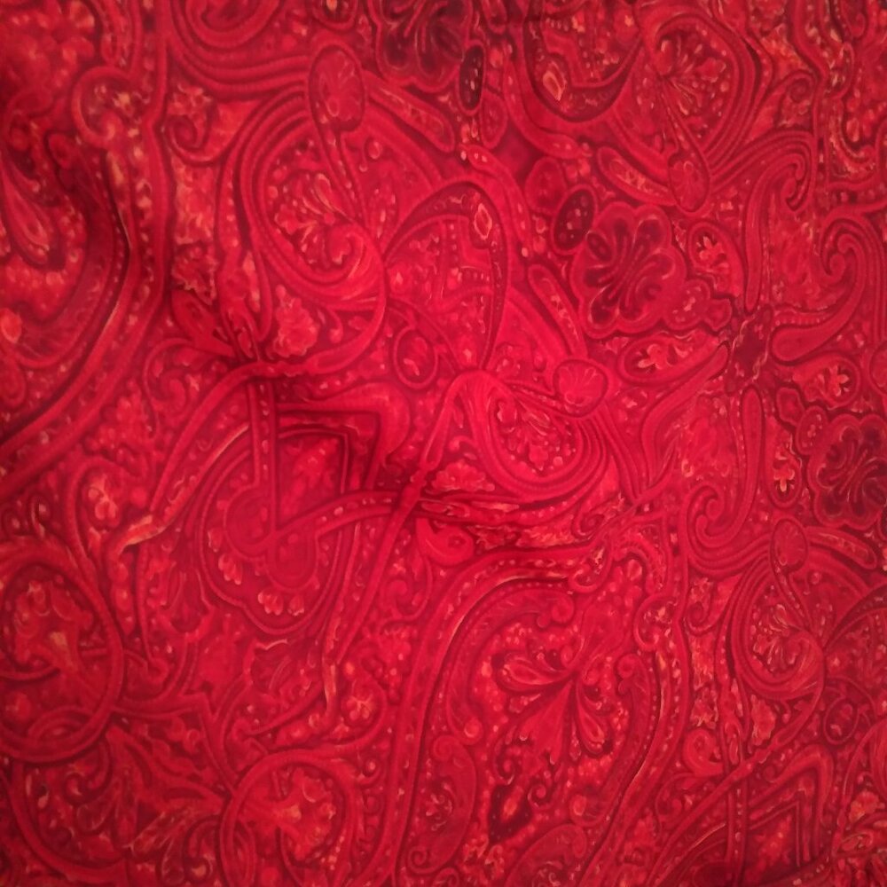 Vintage Red Paisley Print Ruffle Midi Skirt - Picture 2 of 4